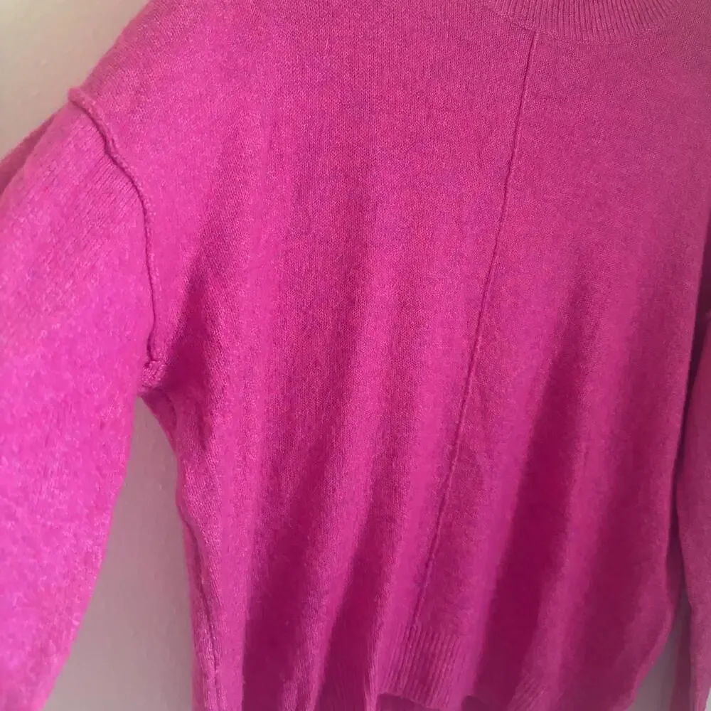 Vince‎ Camuto | Women’s Bright Pink Thin Fuzzy Crewneck Sweater Oversized Size L